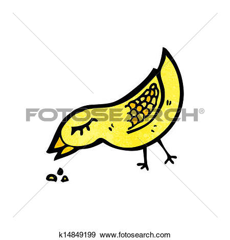 Clipart of bird pecking seed cartoon k15549970.