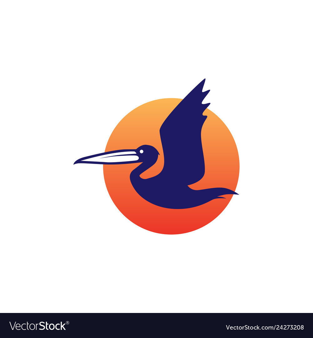 Pelican gulf bird coast beach logo icon.