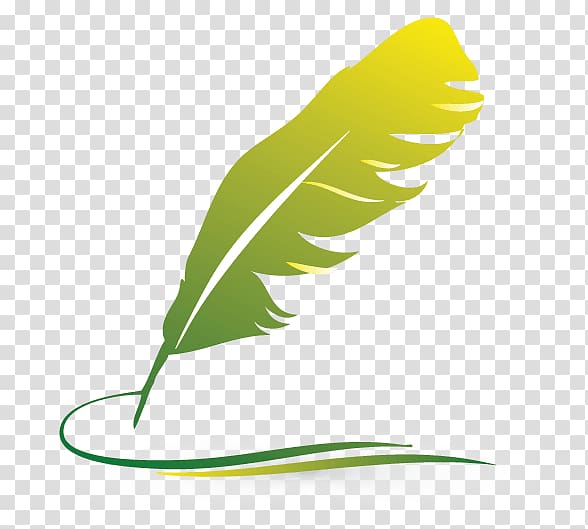 Green featherillustration, Fountain pen Quill Logo Bic.