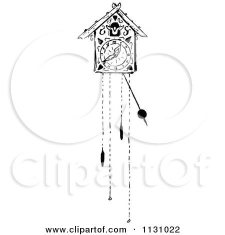 Clipart Of A Retro Vintage Black And White Pendulum With A Bow.