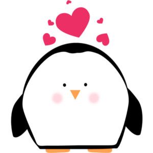 Penguin Valentine Hearts Clip Art.