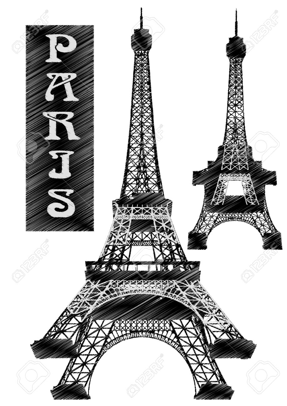 Eiffel Tower Stylized Drawing As A Ballpoint Pen Royalty Free.