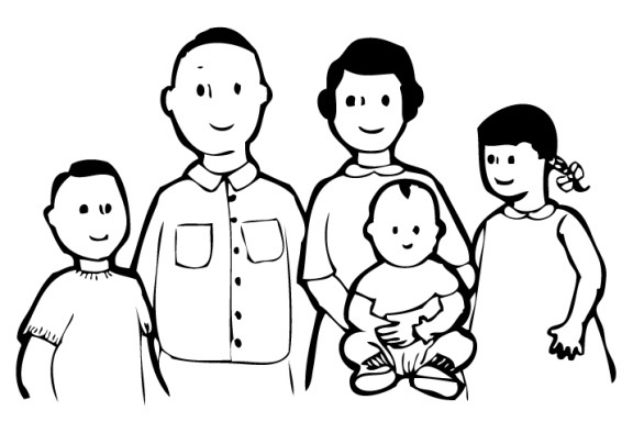 Family Clipart Black And White 3 People.