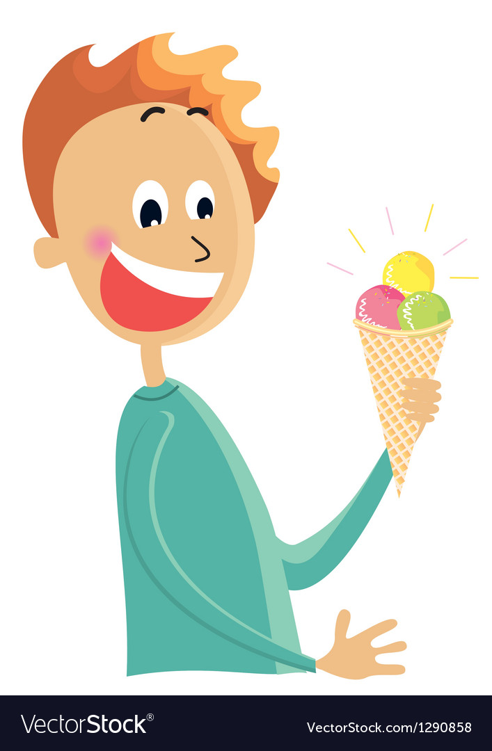Boy eating an ice cream.