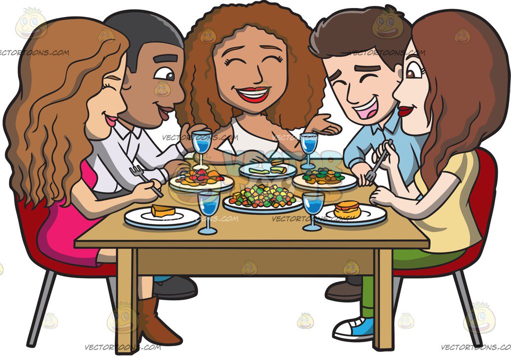 Friends Eating Together Clipart.