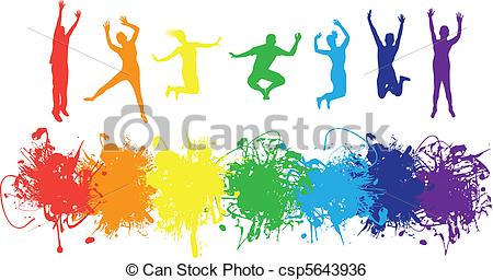Clip Art Vector of people jumping.