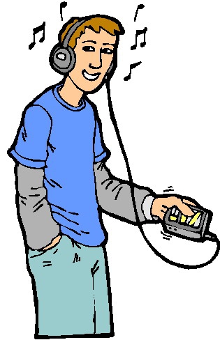 person painting while listening to music clipart