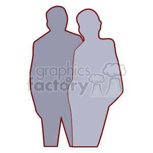 A Silhouette of Two People Standing Together clipart. Royalty.