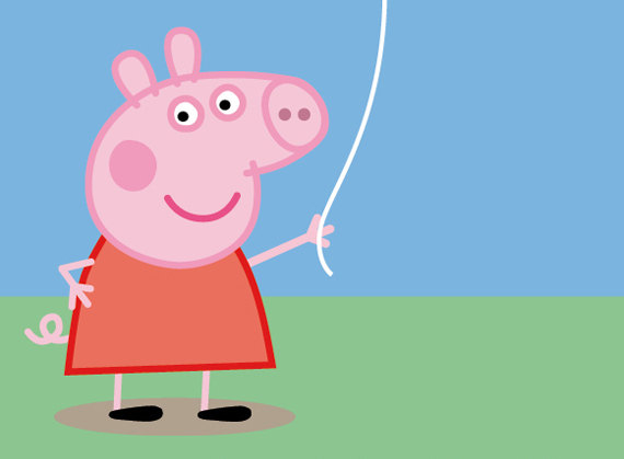Peppa Pig (with Big Red Balloon) Kid's Birthday Party Invitation.