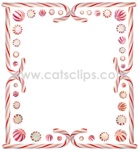 Peppermint candy and candy canes in a holiday border from.