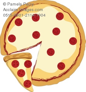 Clip Art Illustration of a Whole Pepperoni Pizza.