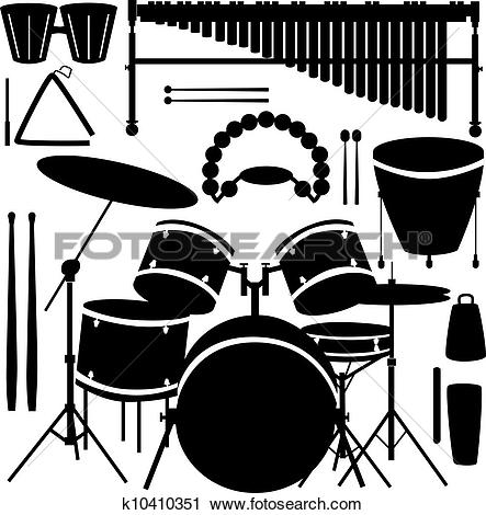 Clip Art of Silhouette of drummer k15287467.
