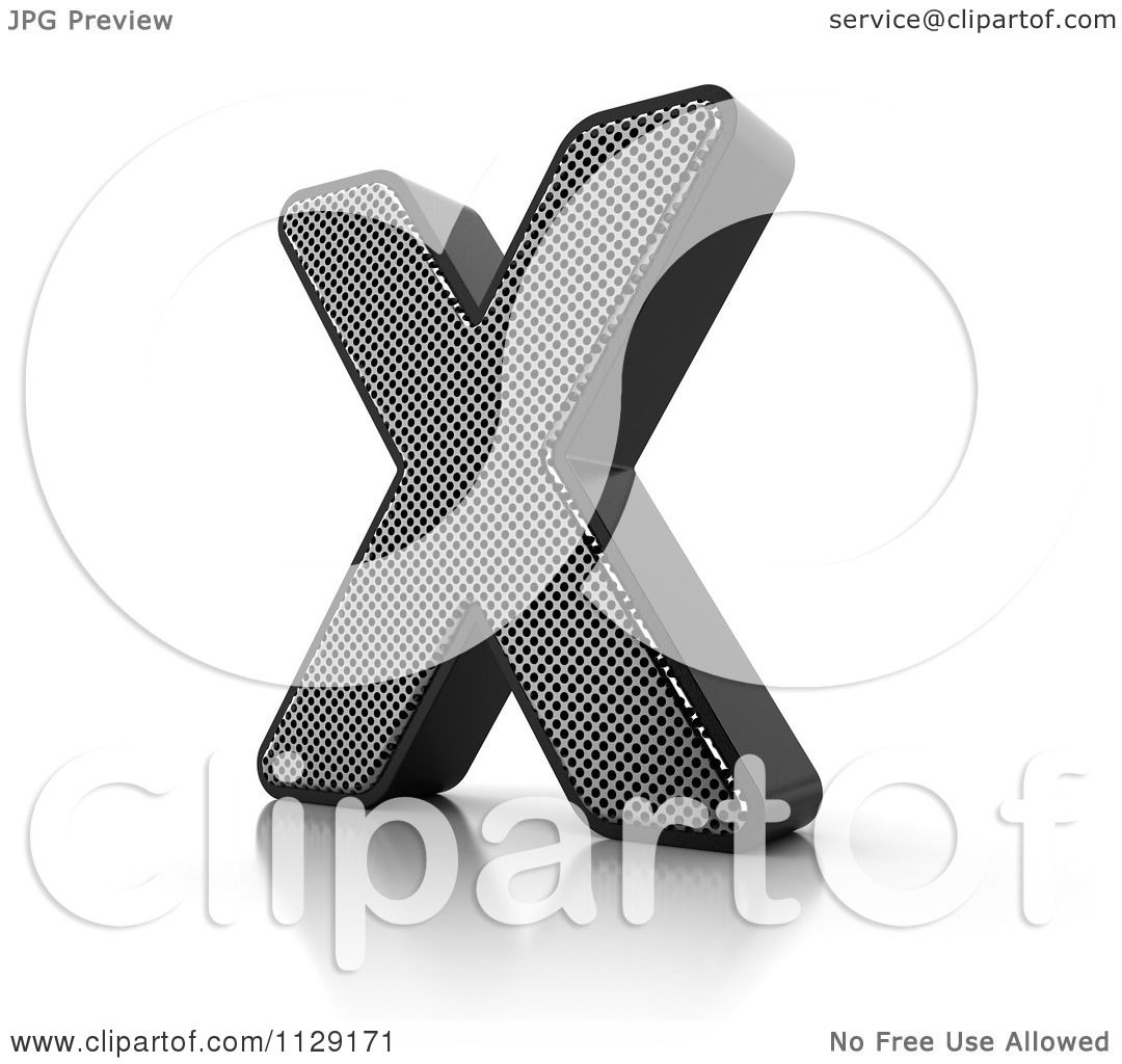 Clipart Of A 3d Perforated Metal Letter X.