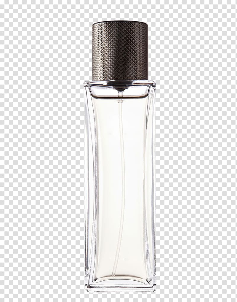 Clear glass spray bottle with black lid, Perfume Chanel.