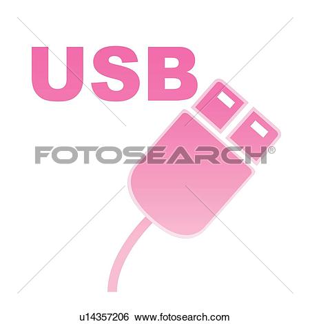 Clip Art of USB, icons, terminal, peripheral devices, peripheral.