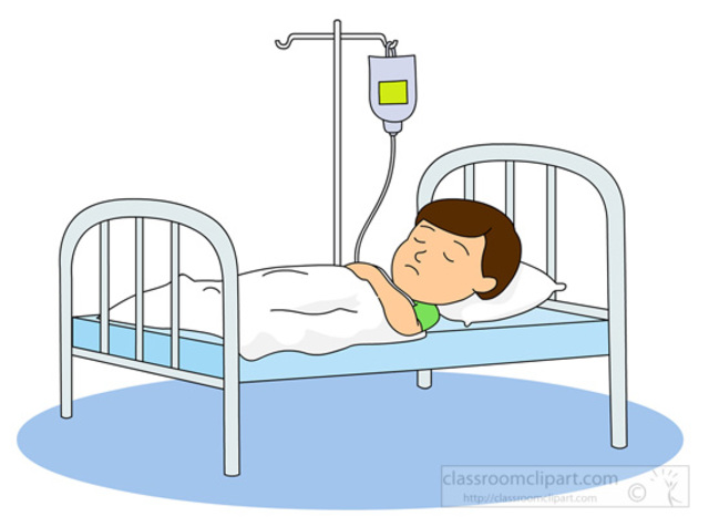 Child In Hospital Bed Clipart.