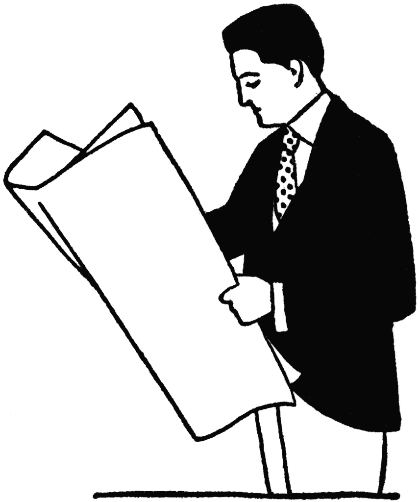 Man Reading A Newspaper Clipart.