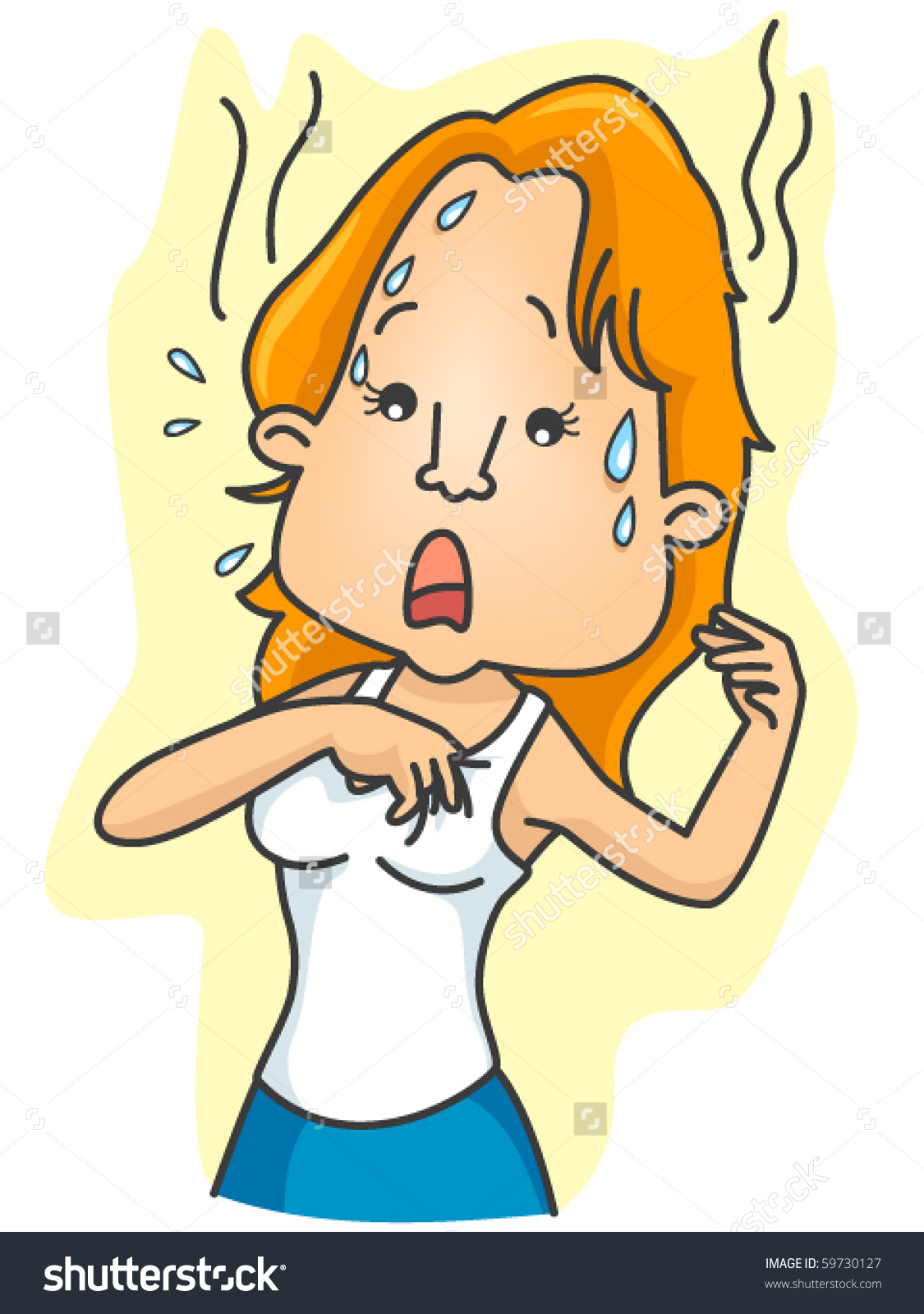 Woman sweating clipart.