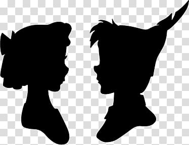 Peter Pan and Wendy Silhouette transparent background PNG.