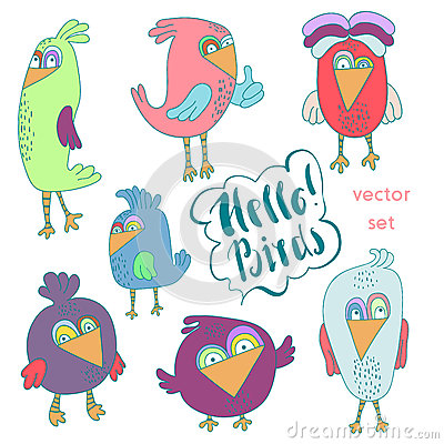 Cute Cartoon Birds Royalty Free Stock Images.