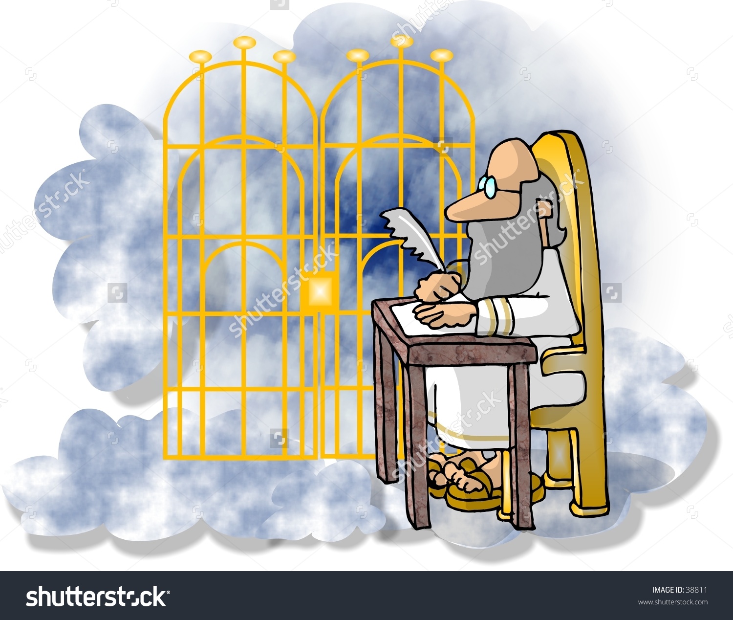 Clipart Illustration St Peter Pearly Gates Stock Illustration.