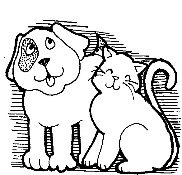 Cats And Dogs Clipart Black And White.