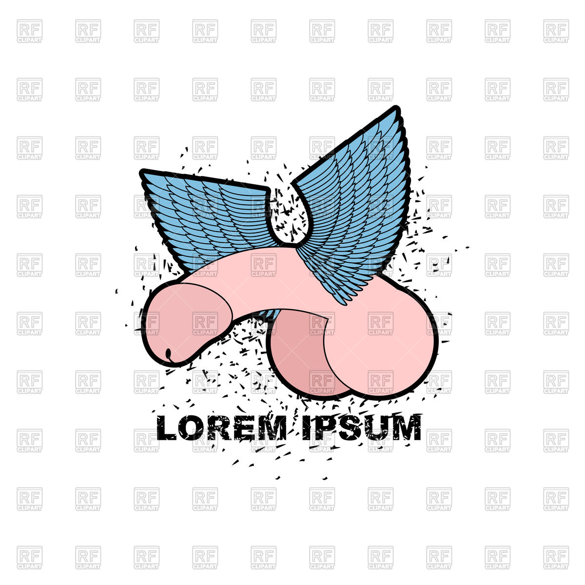 Winged penis emblem. Phallus with wings. Vector Image #133004.