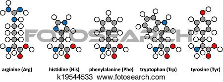 Clipart of Arginine, histidine, phenylalanine, tryptophan and.