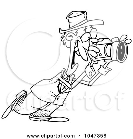 Clipart Cartoon Male Photographer Pointing And Instructing.