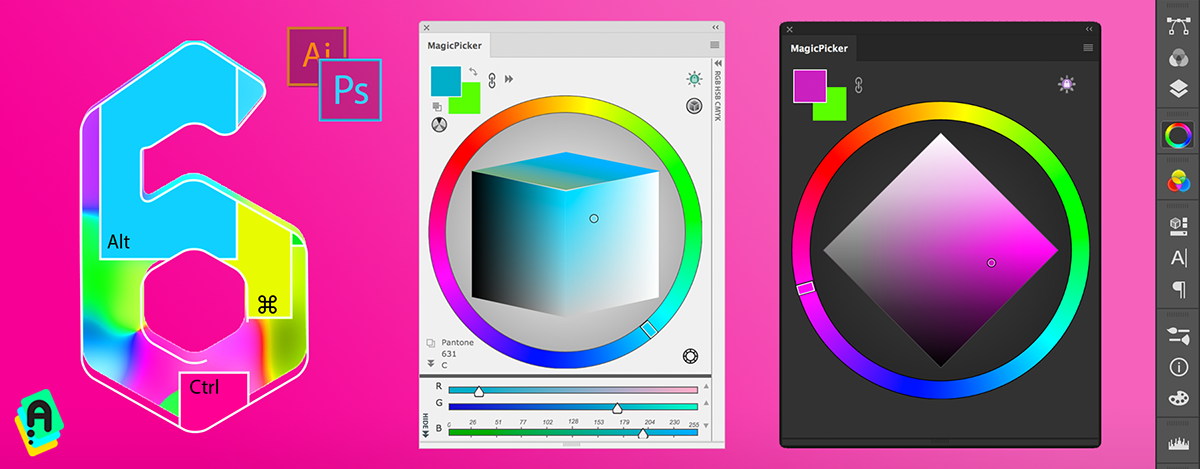 Color Wheel for Photoshop CC/2014,CS6,CS5,CS4,CS3 panel on.