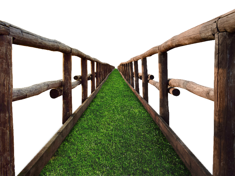Timber Bridge PNG with Grass Stock Image (Isolated.
