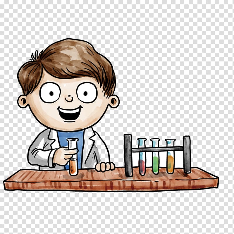 Cartoon boy illustration, Analytical chemistry Drawing.