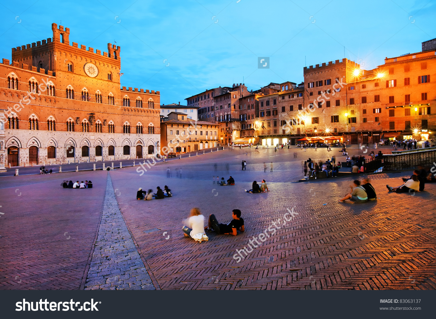 Piazza Del Campo Palazzo Pubblico Siena Stock Photo 83063137.