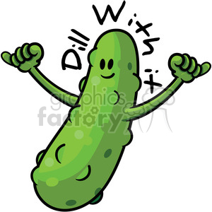 cartoon character dill with it pickle vector art clipart. Royalty.