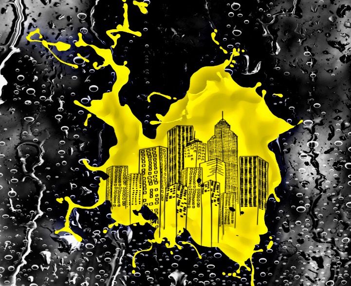 clipart picsart rain paintsplatter yellow cityscape Fre.