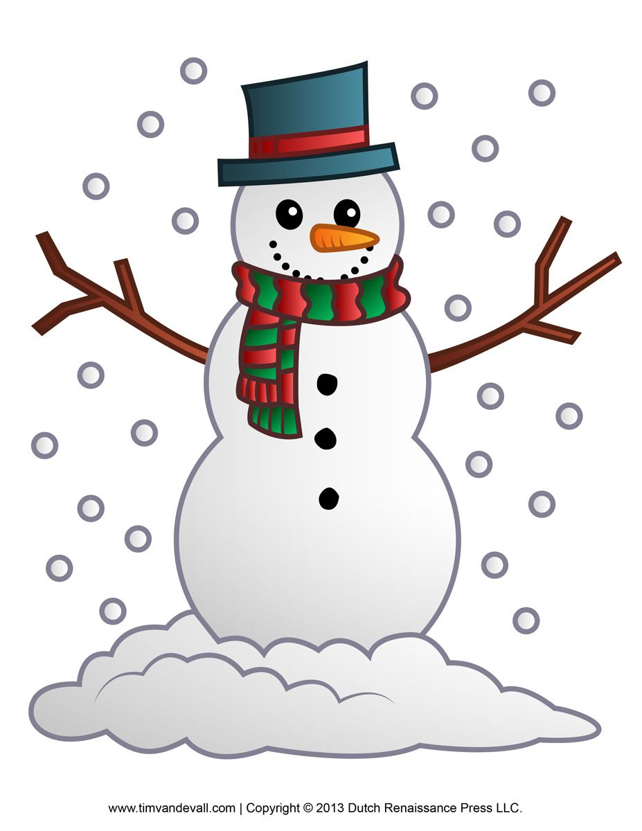Free snowman clipart, template & printable coloring pages.