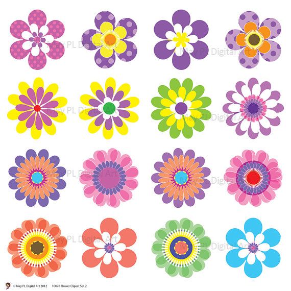 Digital Spring Flowers Clipart Clip Art Floral Scrapbooking.