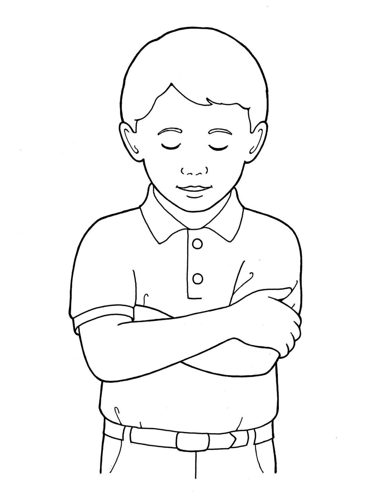 picture of little girl praying black and white clipart - Clipground