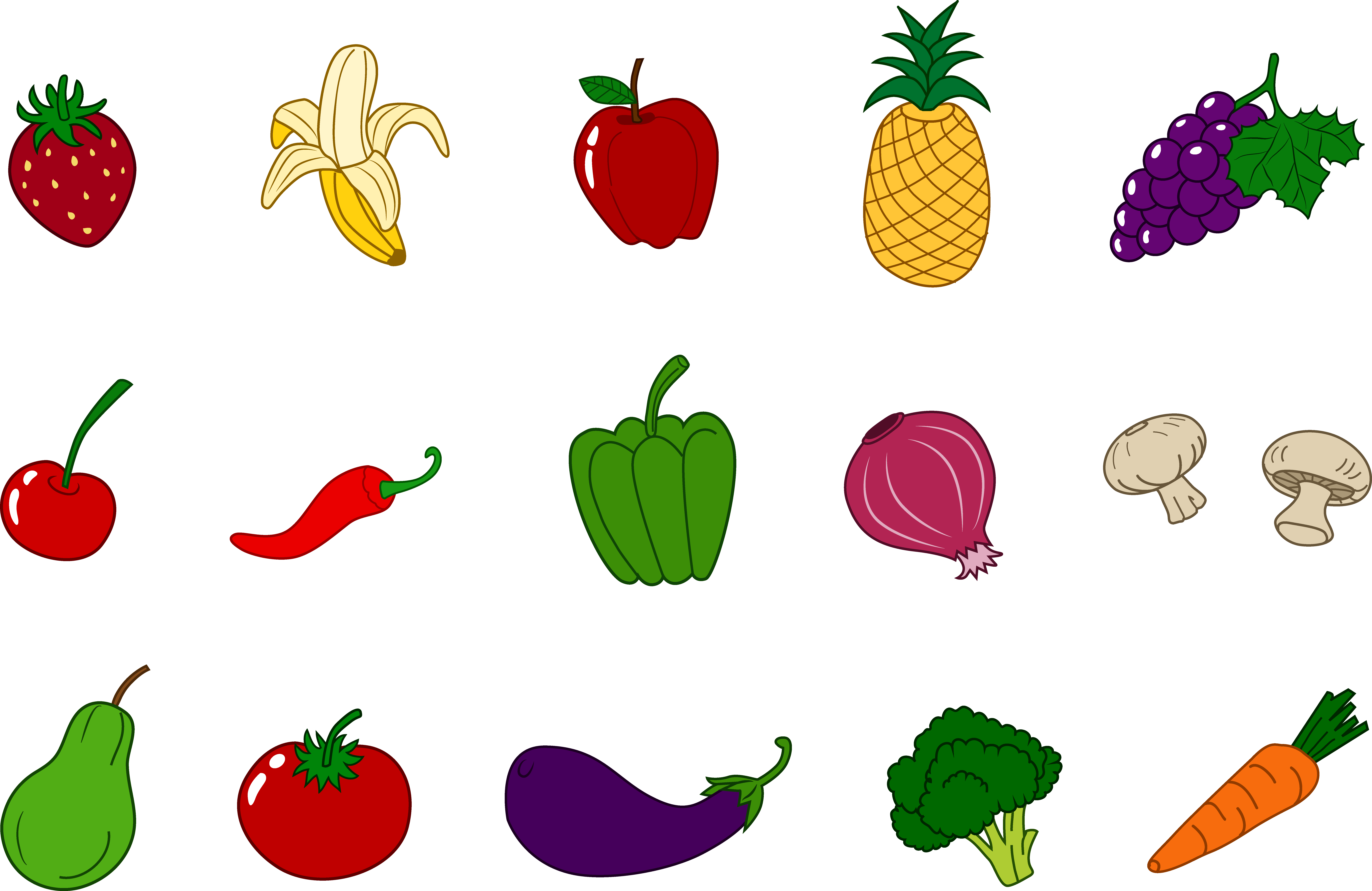 Fruits and Vegetables Clipart Set.