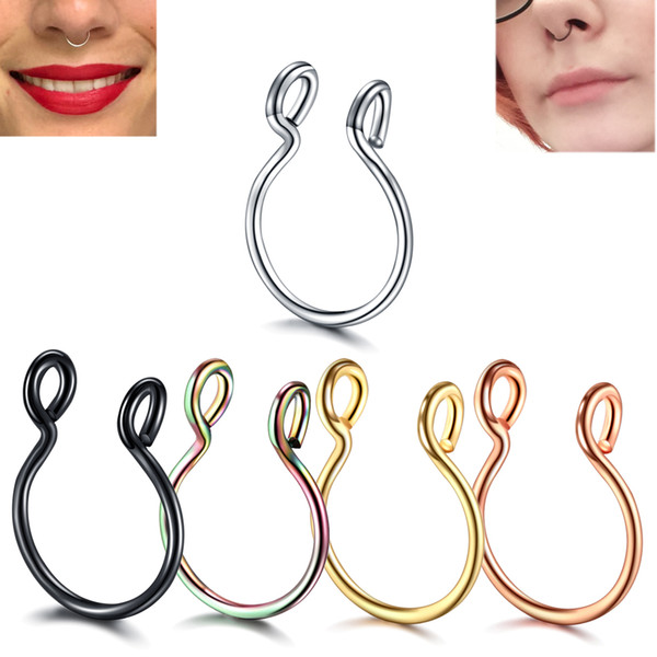 2019 Steel 20G Dainty Faux Nose Rings Fake Septum Rings Hoop Nostril  Piercing Fake Clip On Nose Rings Oreja Piercings Jewelry From Pingwang1,  $36.15.