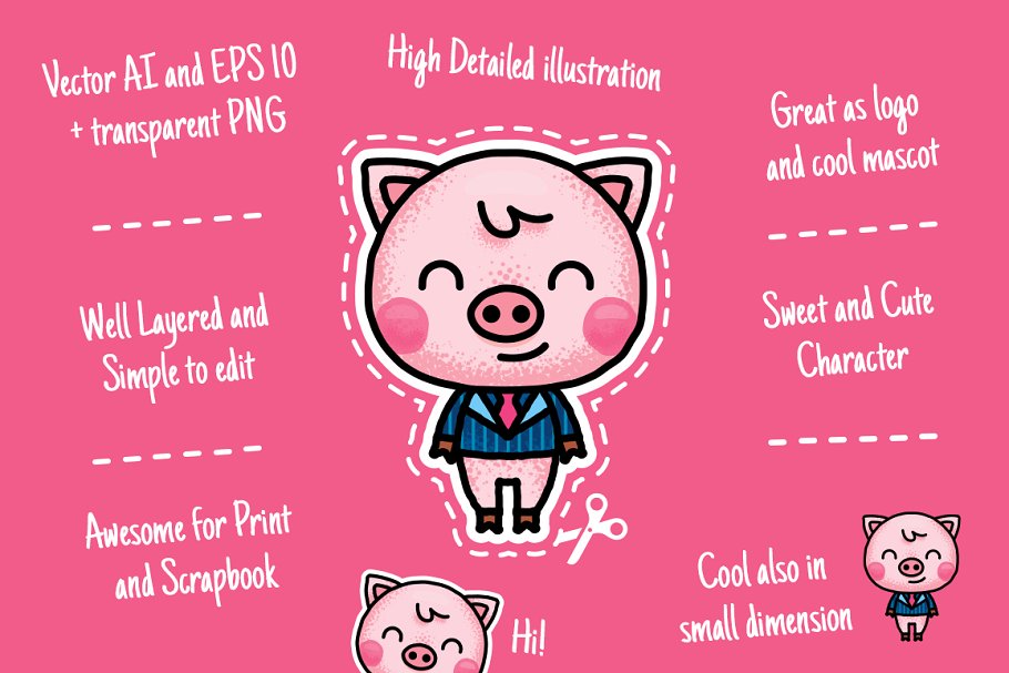 Business Cute Pig Clipart.