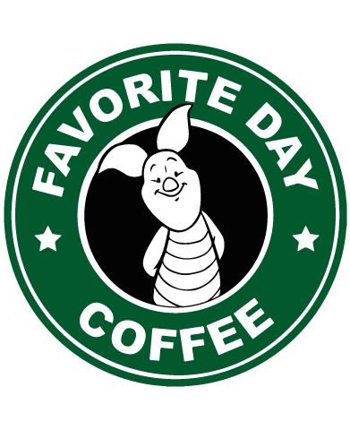 Starbucks Inspired Piglet Coffee Logo.