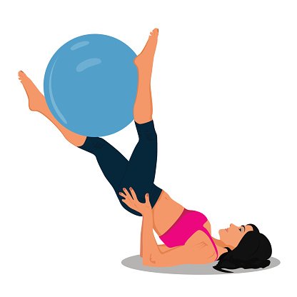 Fitness Woman and Stability Ball, Pilates, Vector.