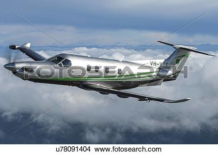 Stock Photo of Pilatus PC12NG in flight near Wellington u78091404.