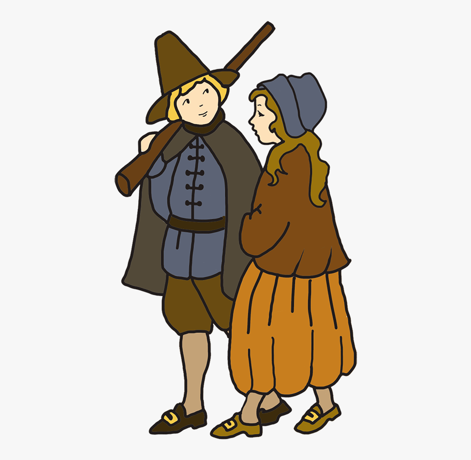 Thanksgiving Drawing Pilgrim Boy And Girl.