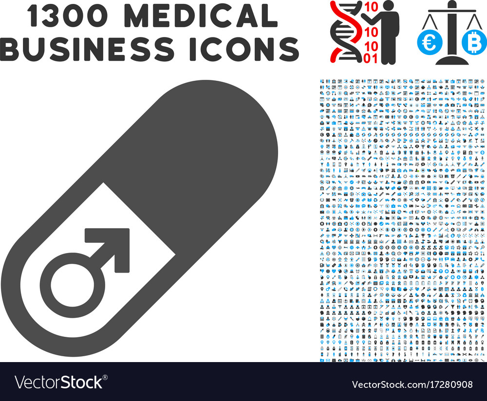 Male power pill icon with 1300 medical business.