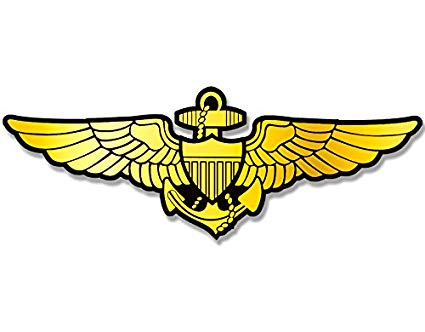 American Vinyl Gold Navy Aviator Wings Shaped Sticker (Logo Naval Pilot Fly  Aviation).