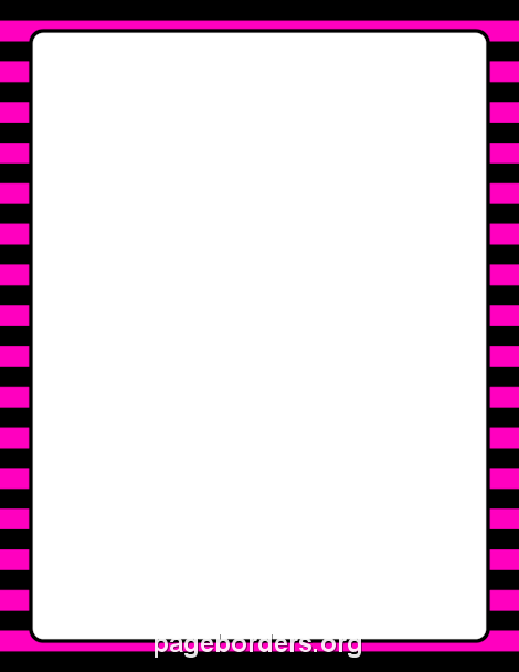 Hot Pink and Black Striped Border: Clip Art, Page Border.