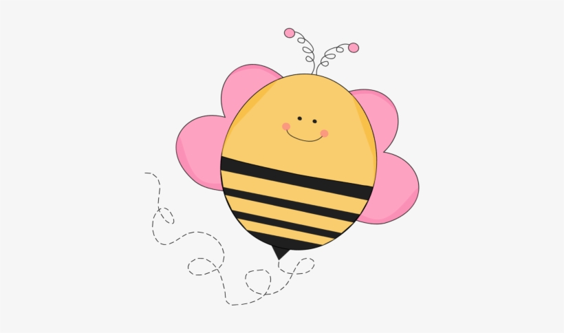 Buzzing Pink Bee Clip Art.