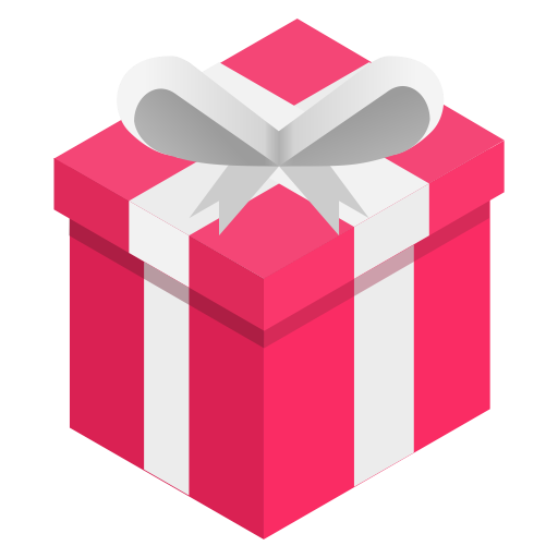 Box, gift, pink, ribbon icon.